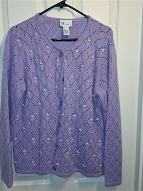 The Tog Shop Lavender Cardigan With Flowers XL